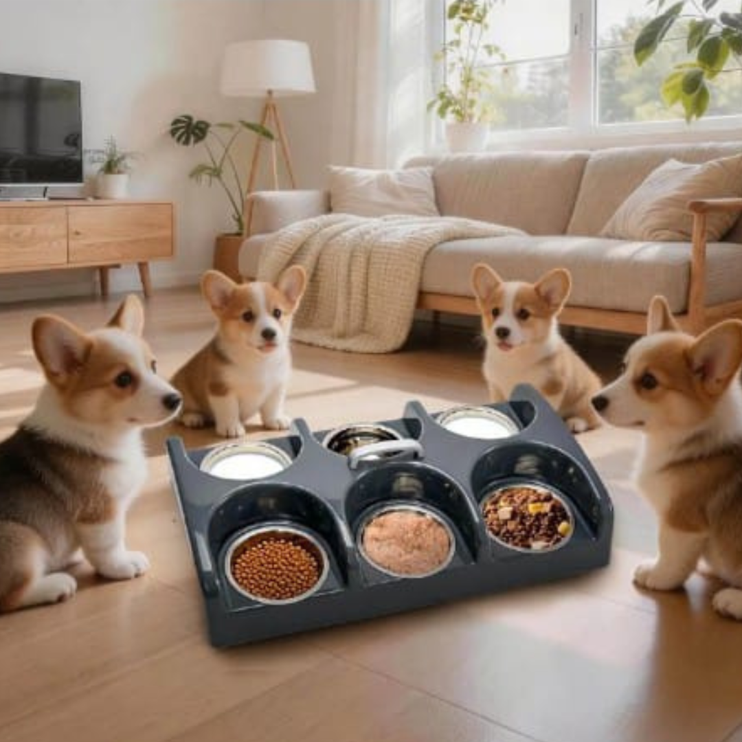 Stainless Steel No-Spill Dog Bowl Set